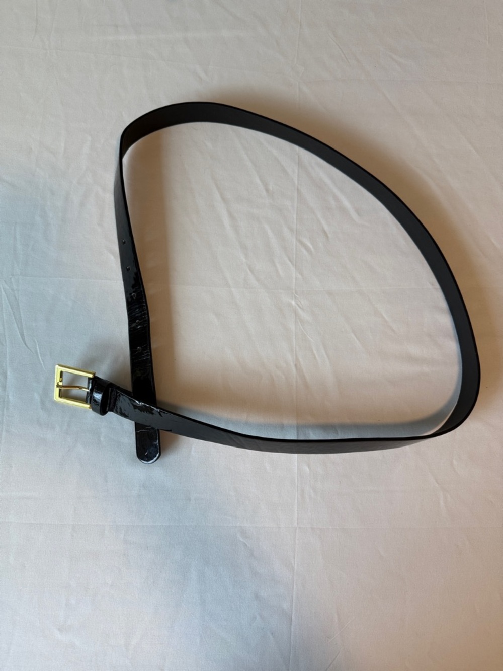 Belt Black Patent Leather with Gold Buckle